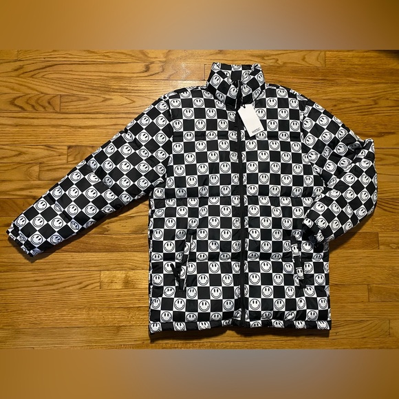 WESC Checker Board Smiley Face Puffer Coat Men’s Sz M New! - Picture 3 of 8
